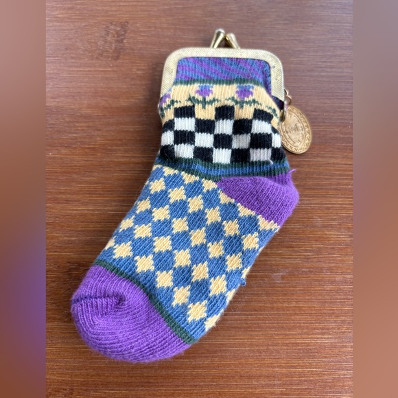 MacKenzie-Childs Coin Purse Purple Thistle Fair Isle Sock Change Gift Bag NY - Picture 5 of 7